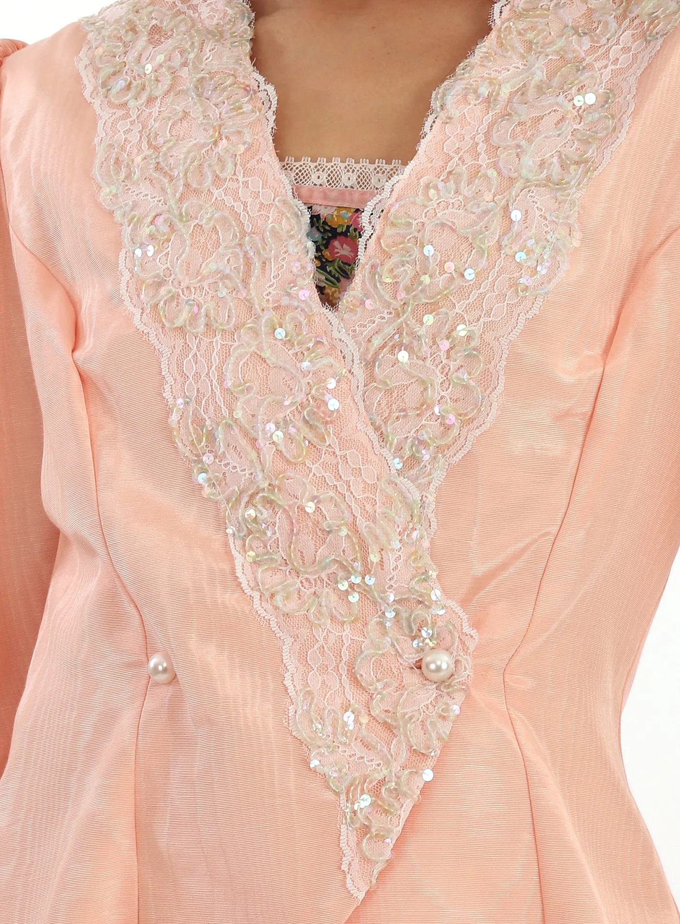 80s Jessica McClintock Sequined Lace Puff Sleeve Jacket