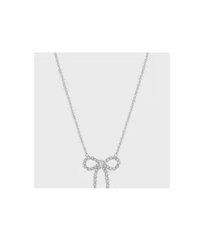 Accessories- Silver Bow Necklace with Rhinestones