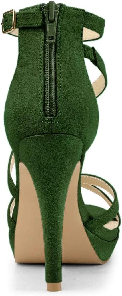 Allegra K Women's Strappy Platform Stiletto Heels Sandals