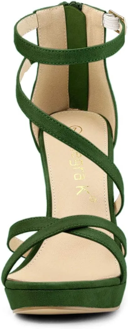 Allegra K Women's Strappy Platform Stiletto Heels Sandals