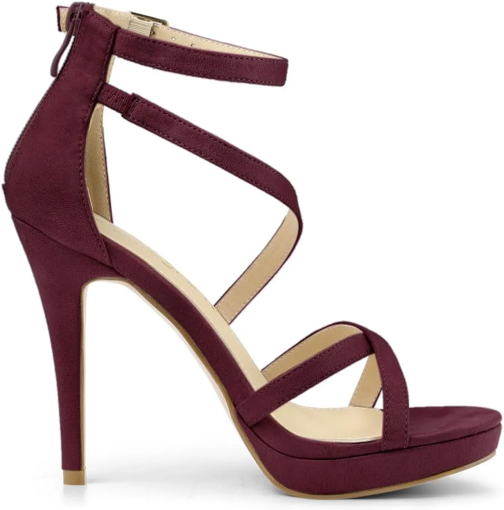 Allegra K Women's Strappy Platform Stiletto Heels Sandals