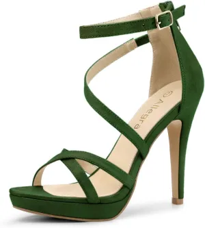 Allegra K Women's Strappy Platform Stiletto Heels Sandals