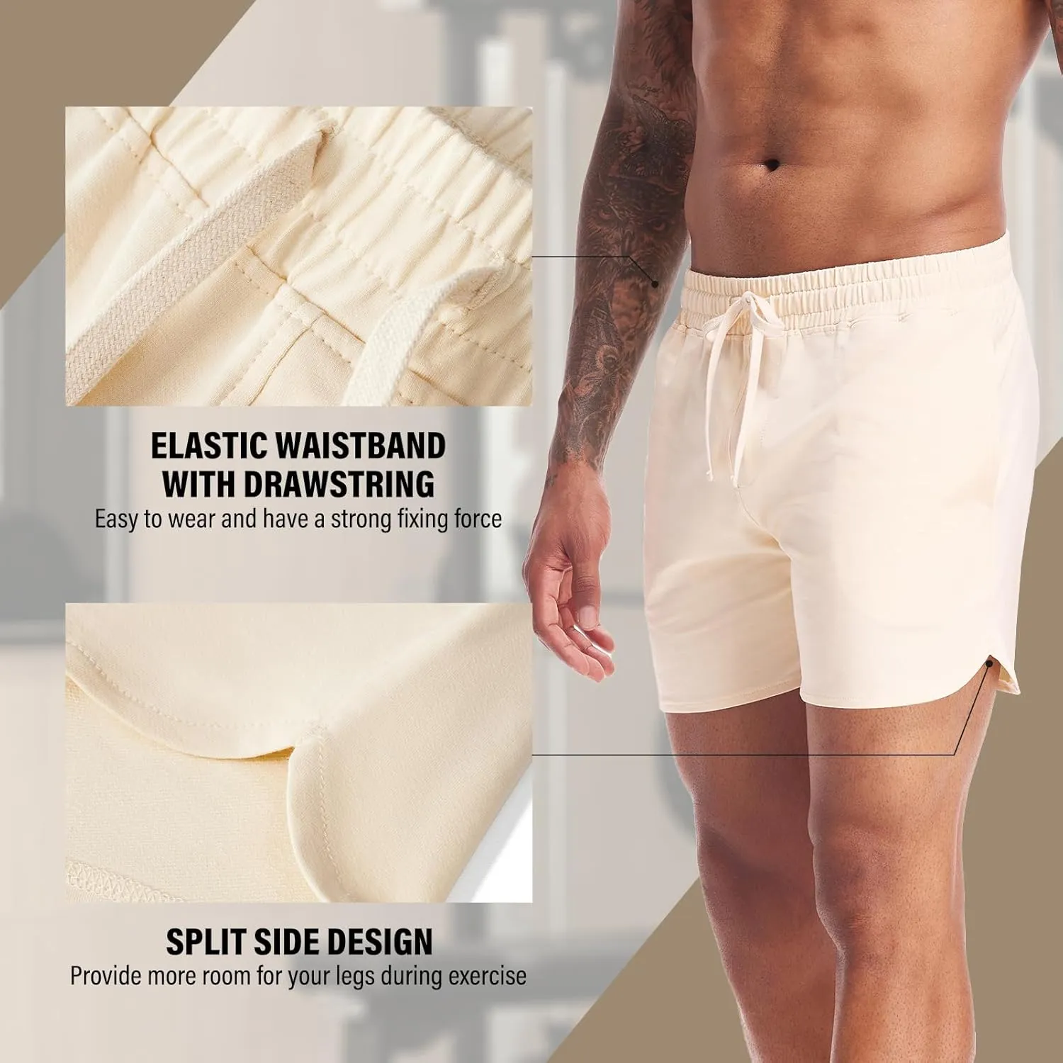 AMY COULEE Mens Workout Shorts 5 inch Cotton Sweat Shorts Athletic Gym Shorts with Pockets