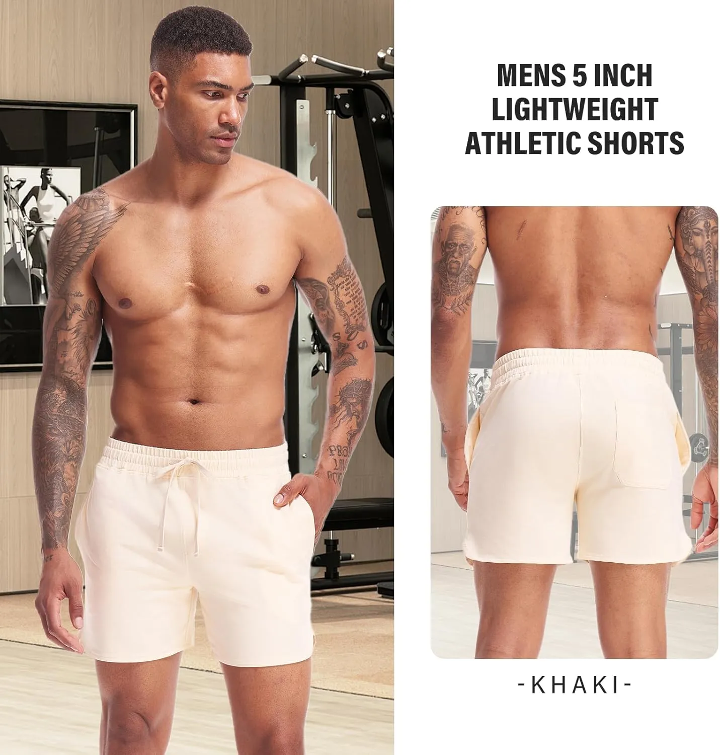 AMY COULEE Mens Workout Shorts 5 inch Cotton Sweat Shorts Athletic Gym Shorts with Pockets