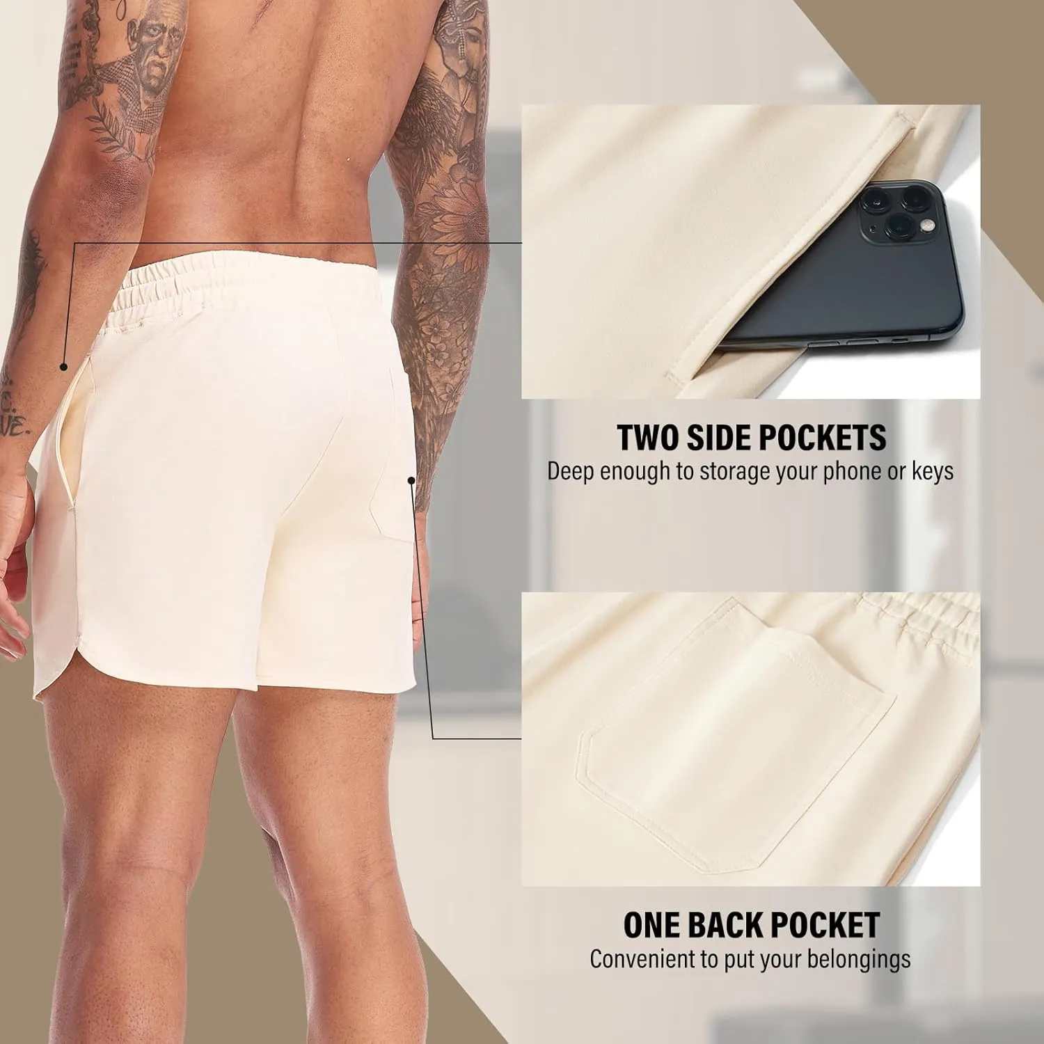 AMY COULEE Mens Workout Shorts 5 inch Cotton Sweat Shorts Athletic Gym Shorts with Pockets
