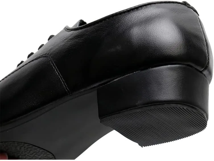 AOQUNFS Men's Latin Dance Shoes Black Microfiber Leather Ballroom Tango Salsa Character Shoes