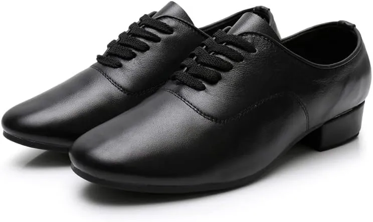 AOQUNFS Men's Latin Dance Shoes Black Microfiber Leather Ballroom Tango Salsa Character Shoes