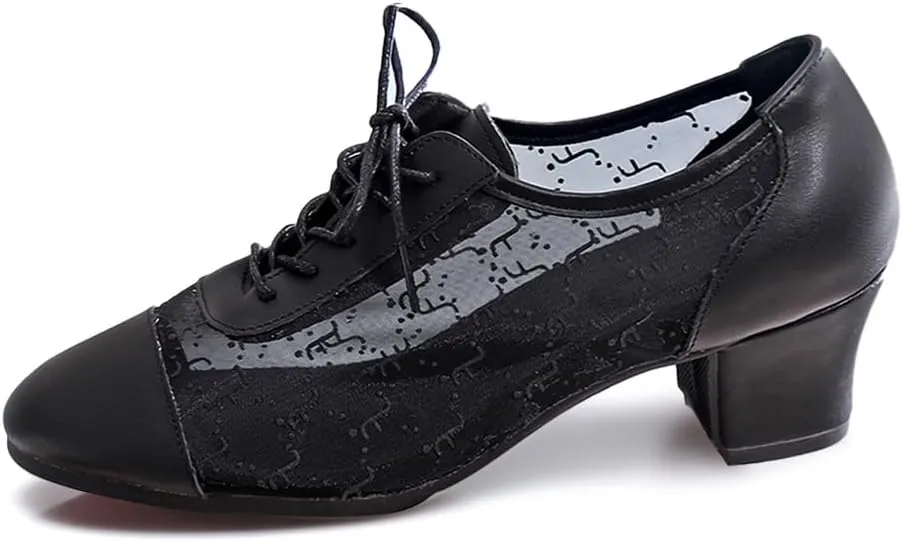 AOQUNFS Women Ballroom Dance Shoes Lace-up Closed Toe Latin Salsa Practice Teaching Shoes,Model 221