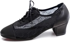 AOQUNFS Women Ballroom Dance Shoes Lace-up Closed Toe Latin Salsa Practice Teaching Shoes,Model 221