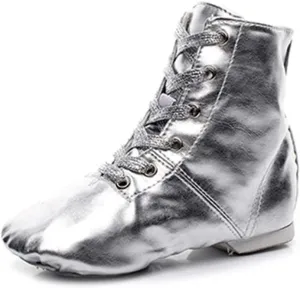 AOQUNFS Women Lace up Jazz Boots Split Sole Black Ankle Dance Sneakers for Men Adult,Model GBJS-PU