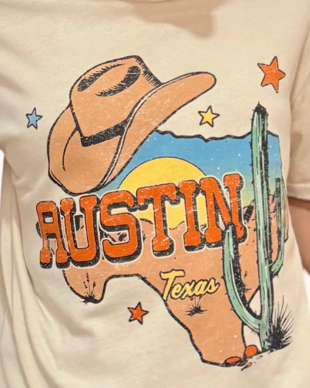 AUSTIN TEXAS TEE IN CAMEL