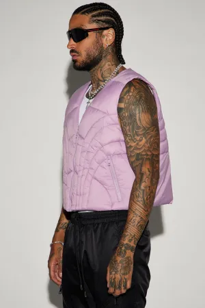 Avalon Nylon Cropped Tactical Padded Vest - Lavender