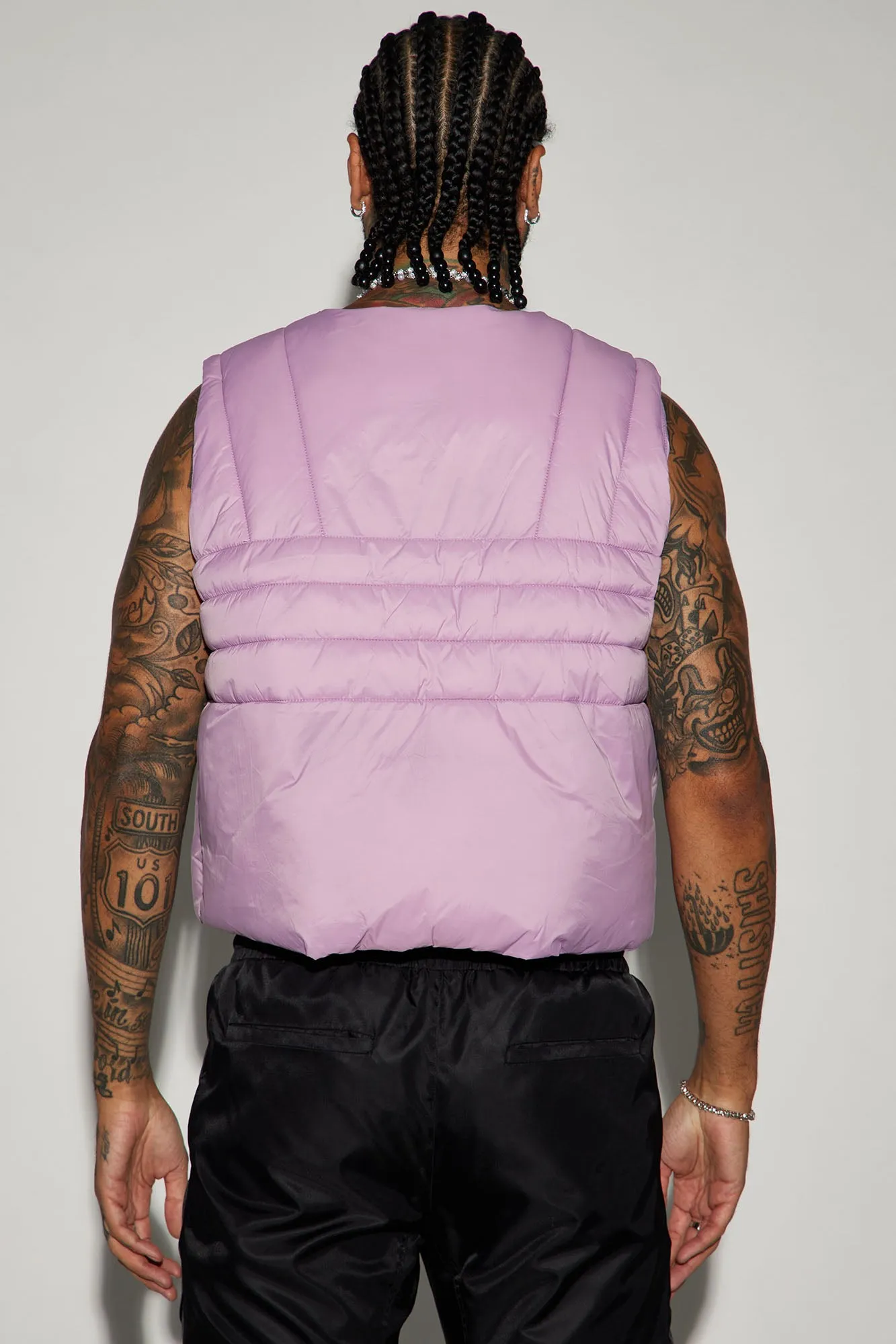 Avalon Nylon Cropped Tactical Padded Vest - Lavender