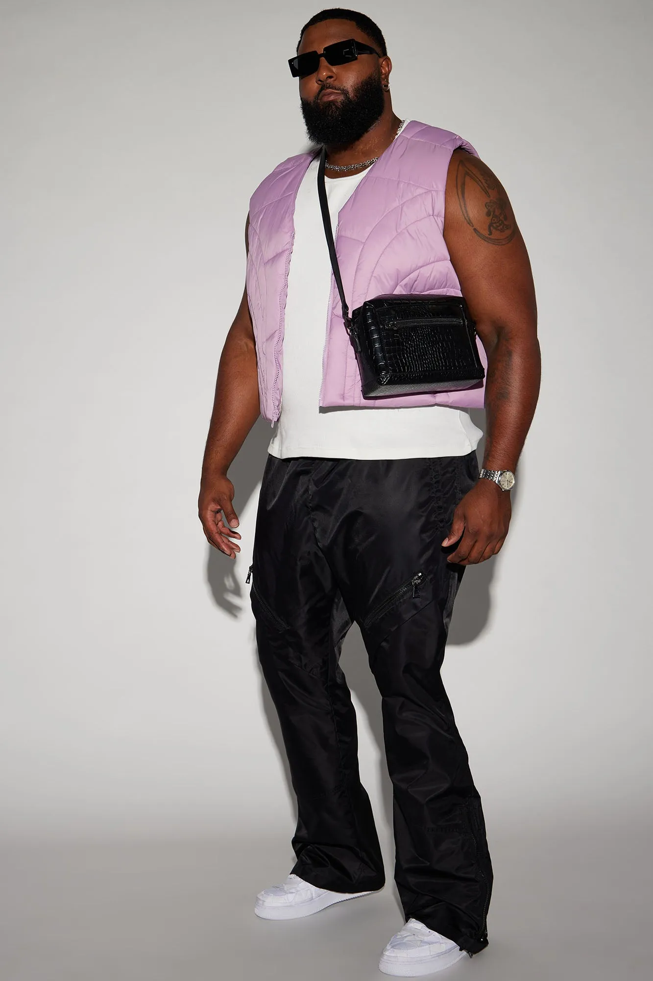Avalon Nylon Cropped Tactical Padded Vest - Lavender