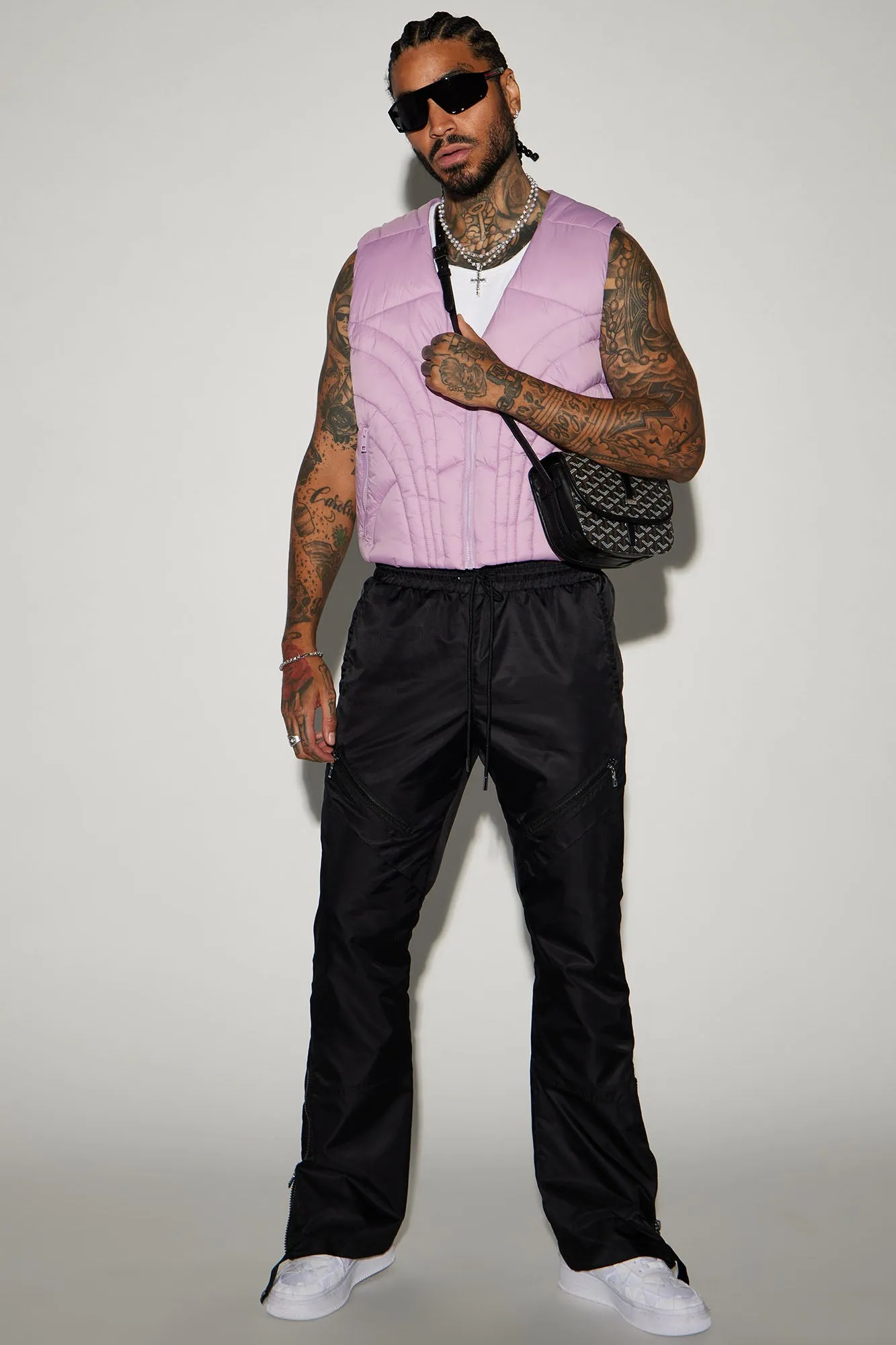 Avalon Nylon Cropped Tactical Padded Vest - Lavender