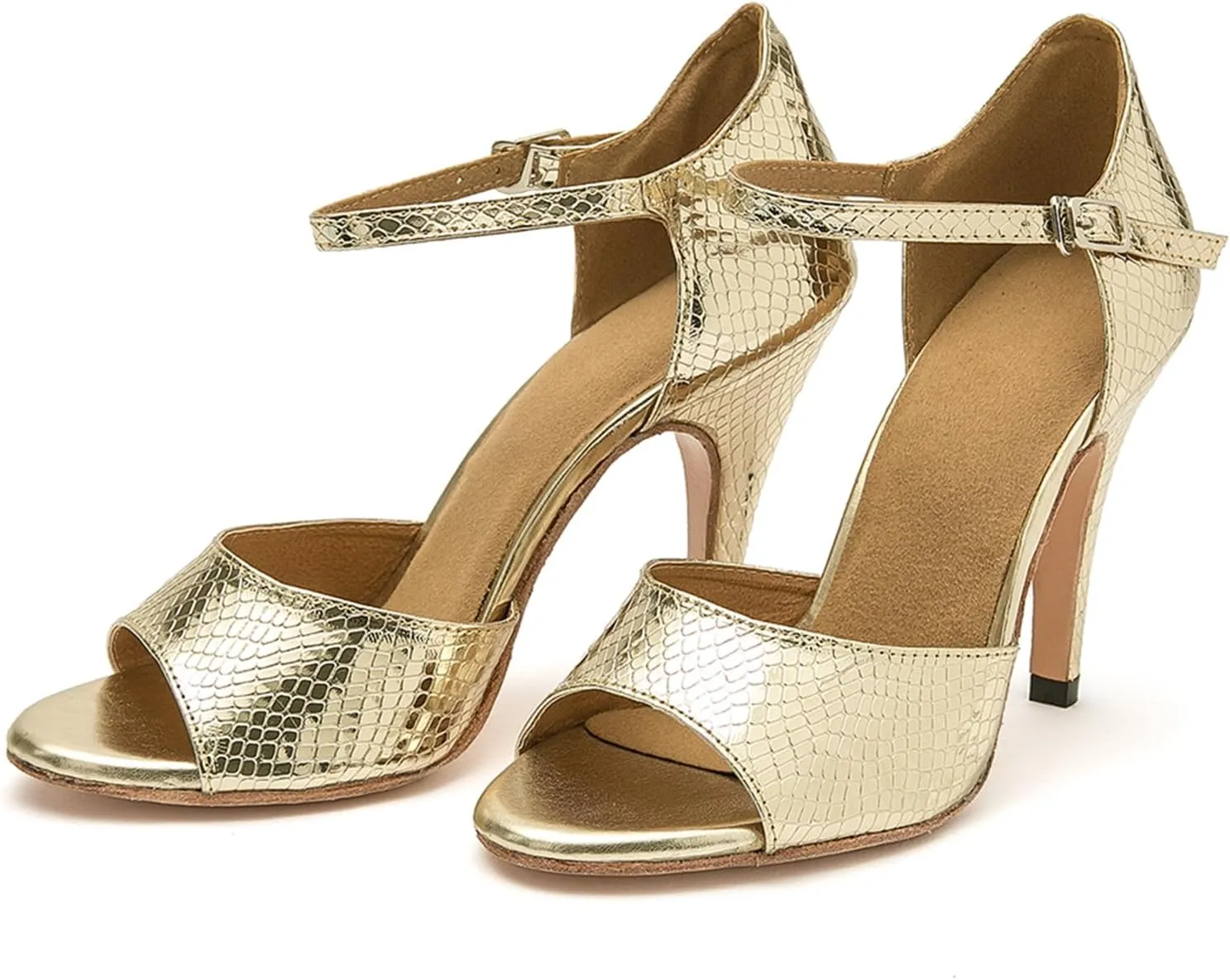 Ballroom Dancing Shoes for Women Snakeskin Stiletto High Heel Party Wedding Sandals