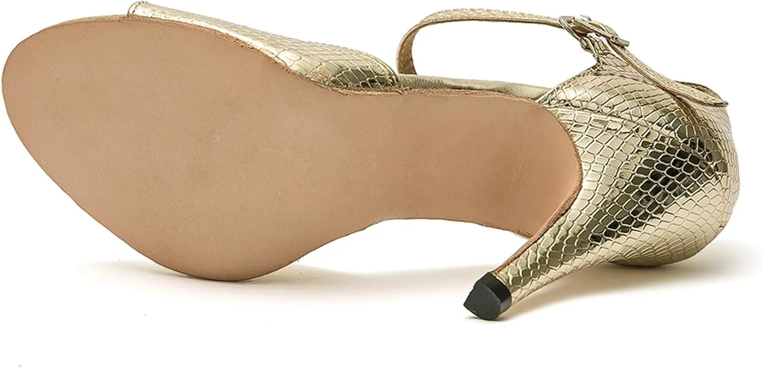 Ballroom Dancing Shoes for Women Snakeskin Stiletto High Heel Party Wedding Sandals