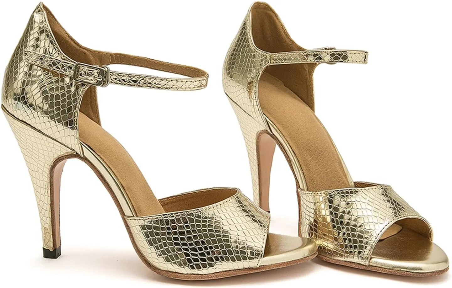 Ballroom Dancing Shoes for Women Snakeskin Stiletto High Heel Party Wedding Sandals