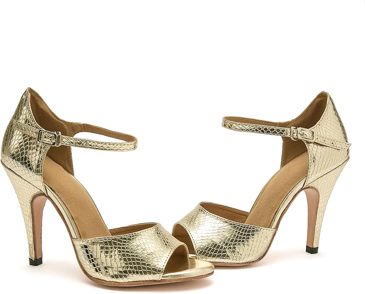 Ballroom Dancing Shoes for Women Snakeskin Stiletto High Heel Party Wedding Sandals