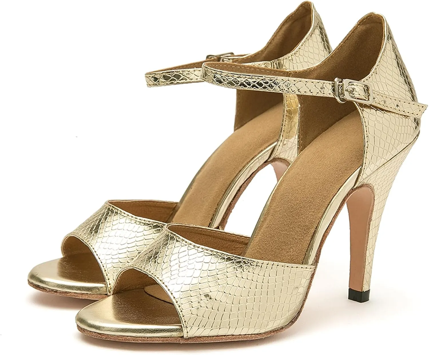 Ballroom Dancing Shoes for Women Snakeskin Stiletto High Heel Party Wedding Sandals