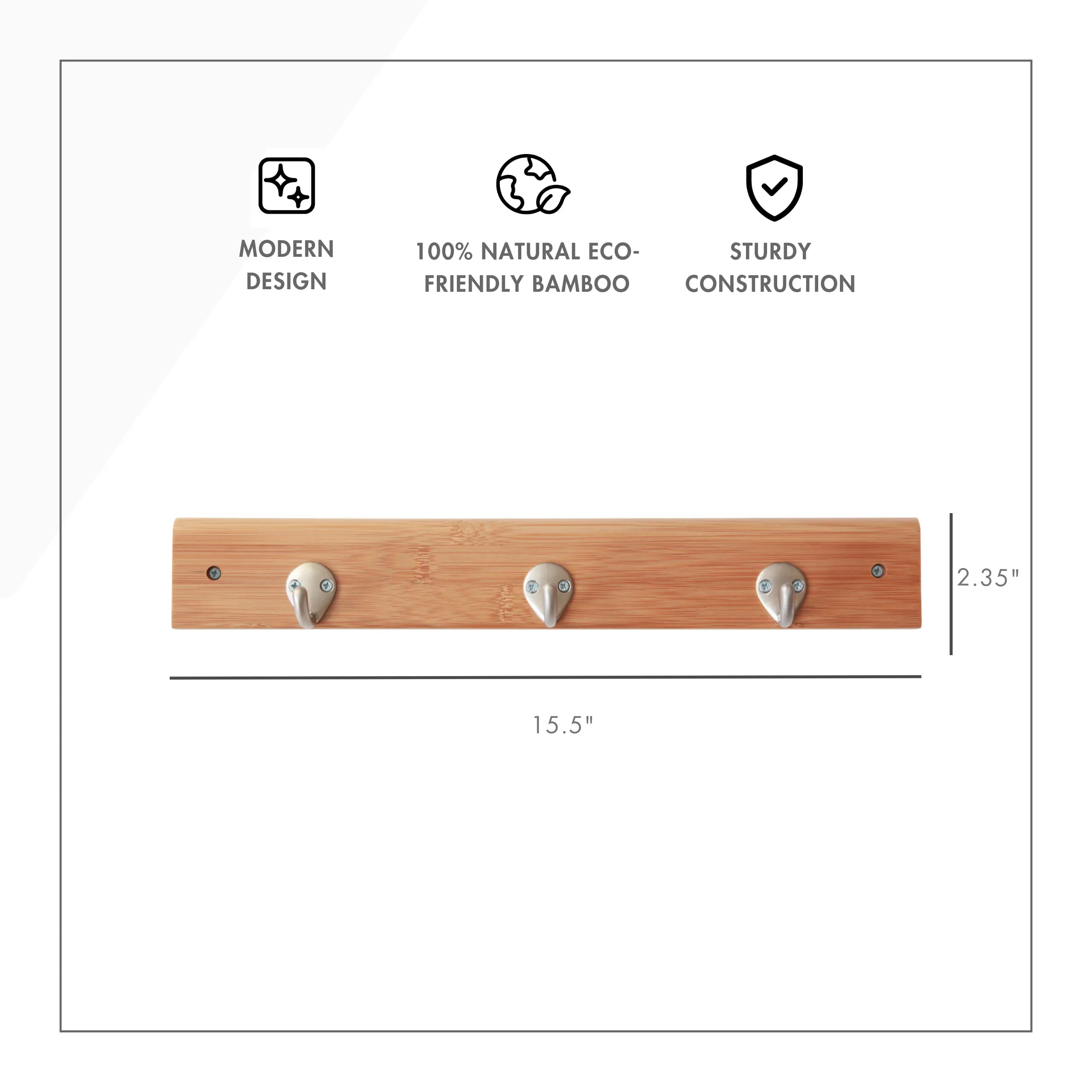 Bamboo Stainless Steel Towel Wall Hooks