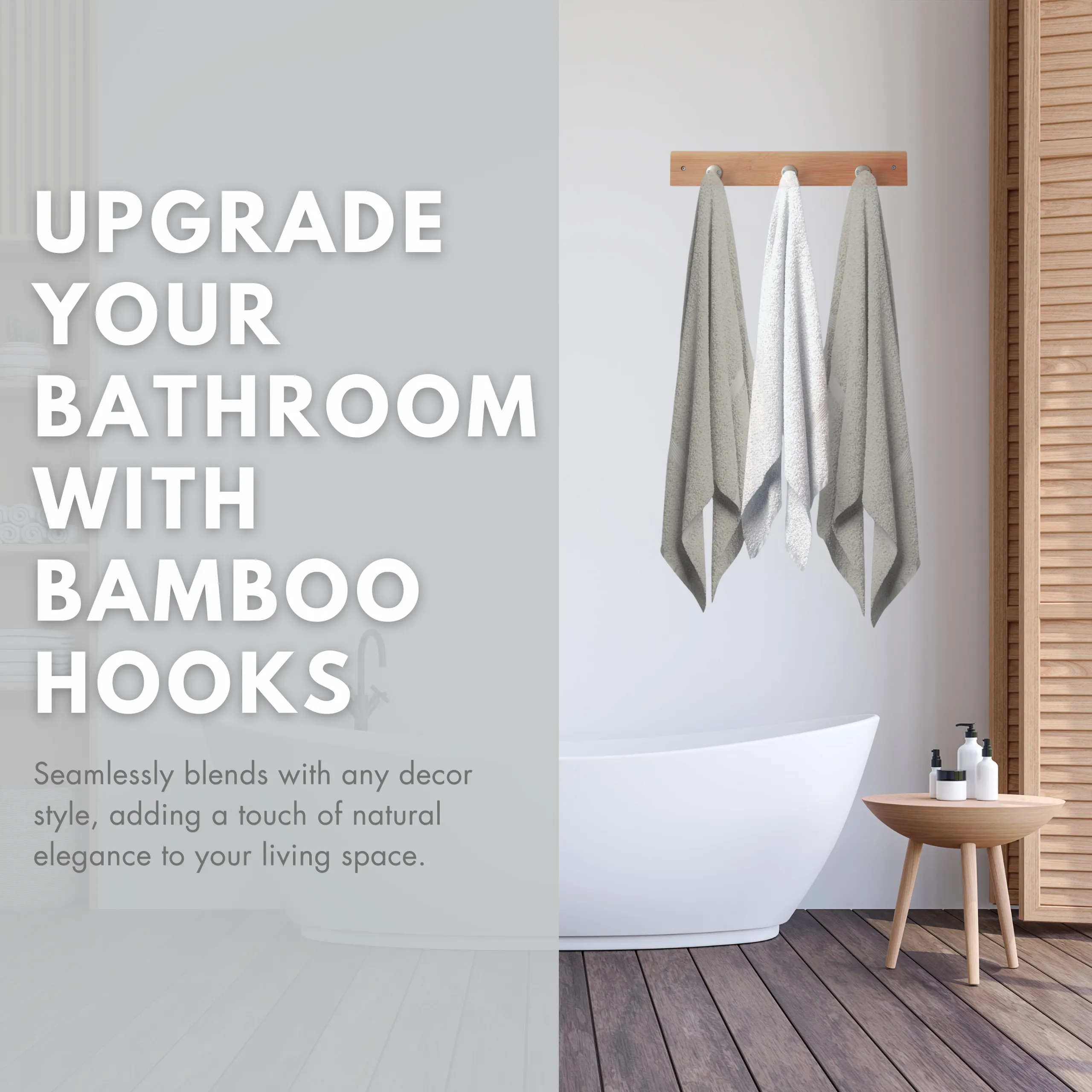 Bamboo Stainless Steel Towel Wall Hooks