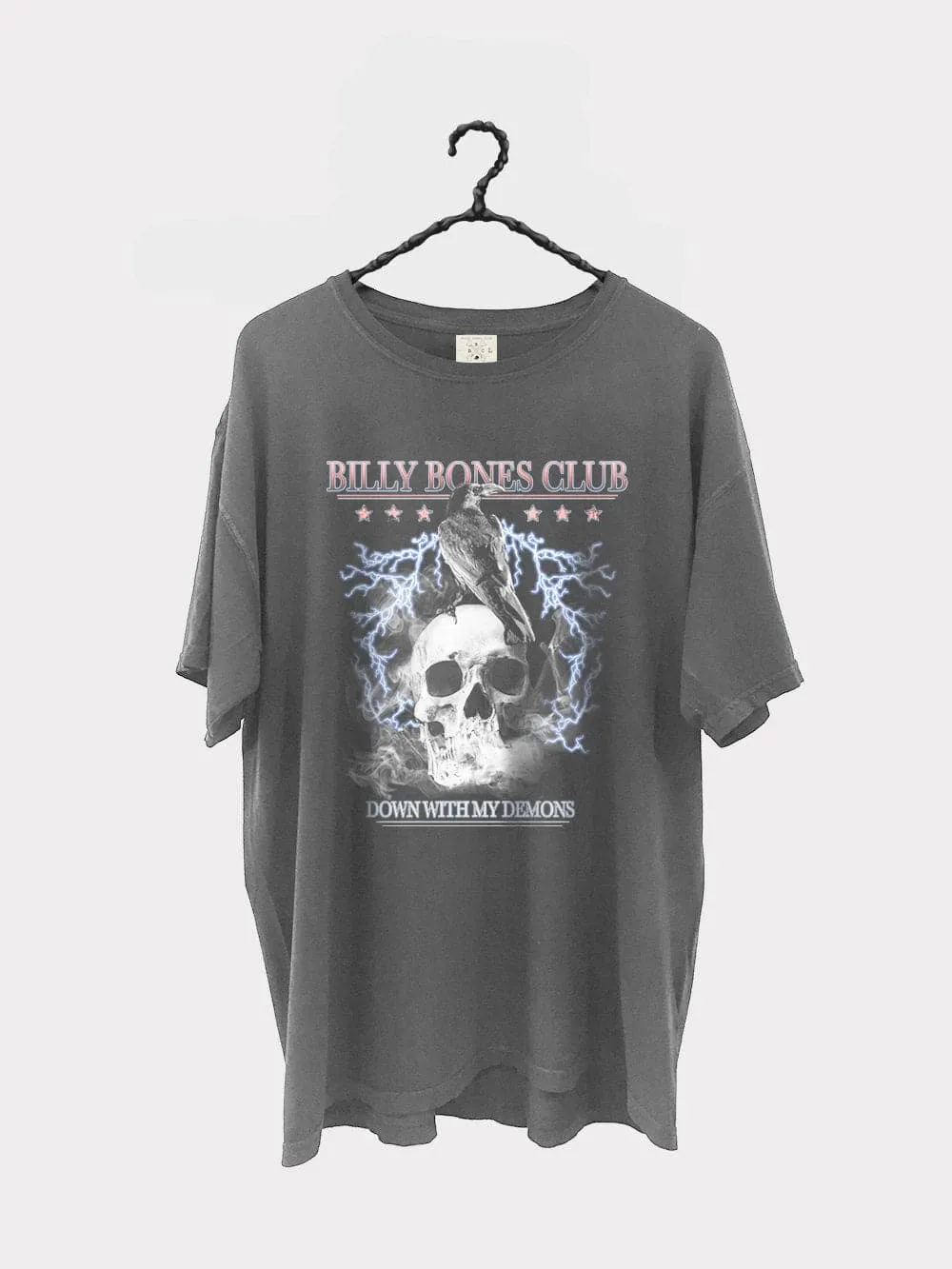 BILLY BONES CLUB DOWN WITH DEMONS UNISEX TEE - WASHED BLACK
