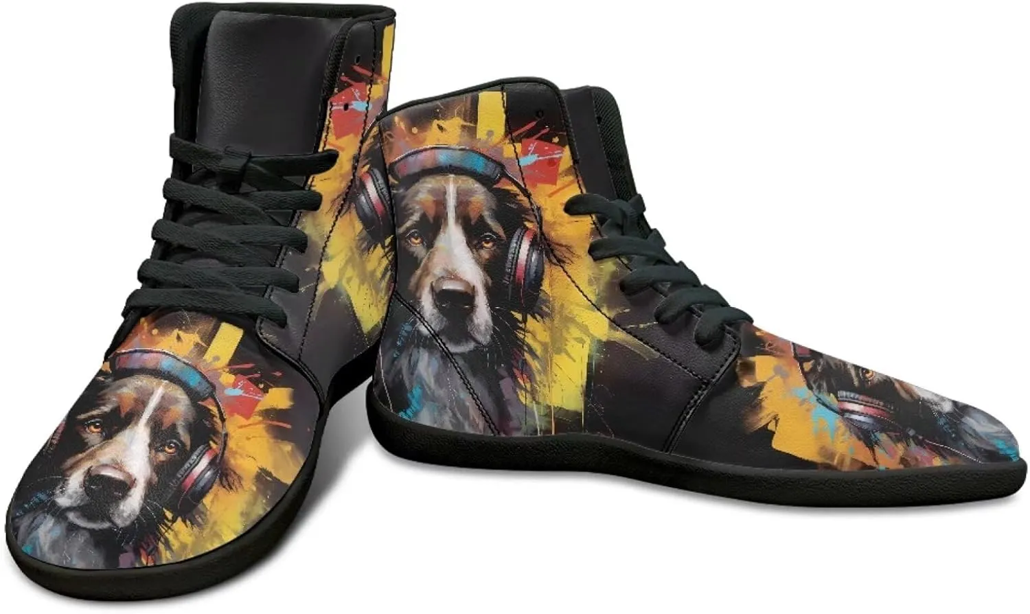Binienty Barefoot Shoes Men Wide Toe Box High Top PU Minimalist Zero Drop Sneakers Outdoor Footwear