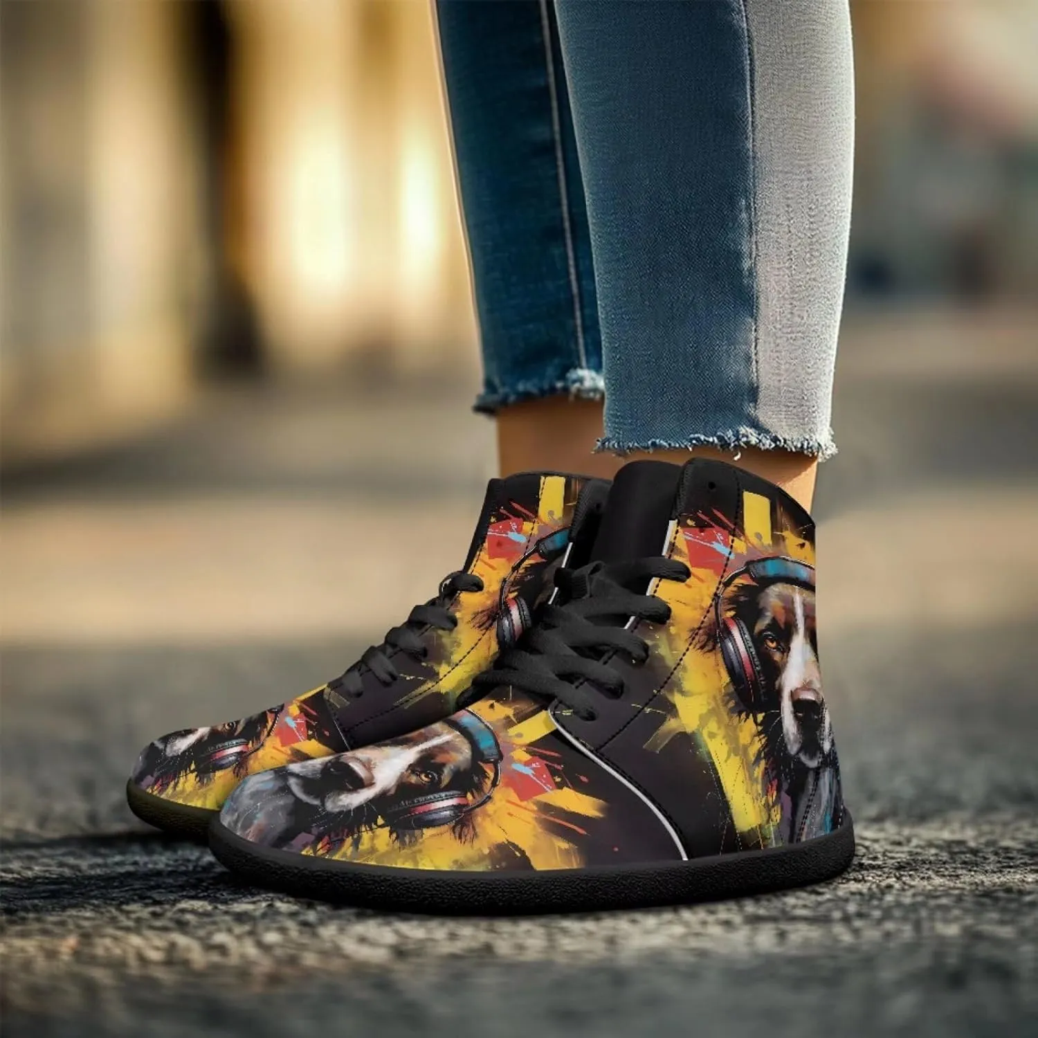 Binienty Barefoot Shoes Men Wide Toe Box High Top PU Minimalist Zero Drop Sneakers Outdoor Footwear