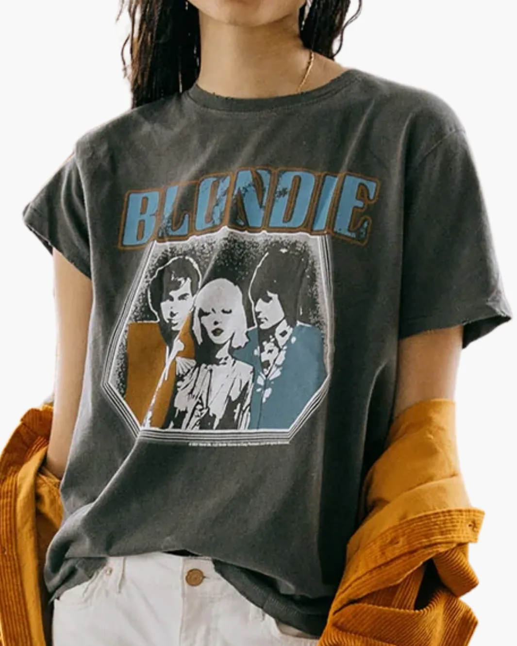 BLONDIE GLITTER TEE IN VINTAGE BLACK
