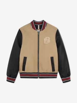 BOSS Kids Wool Bomber Jacket in Brown