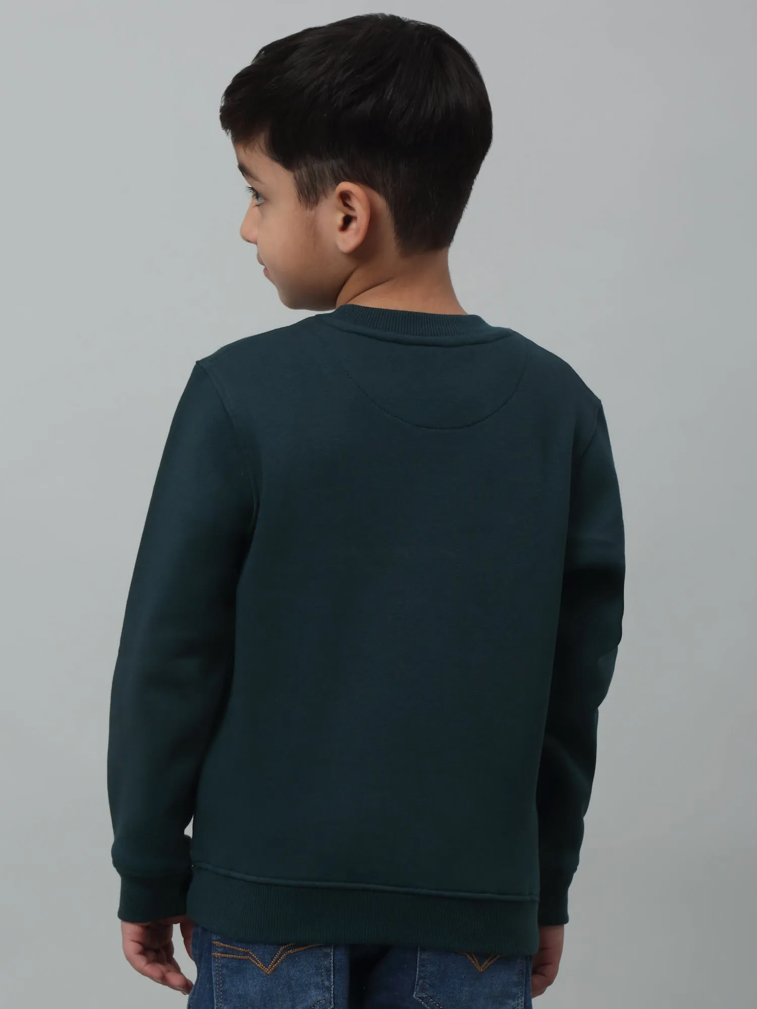 Boys Casual Teal Blue Full Sleeve Pullover Sweatshirt
