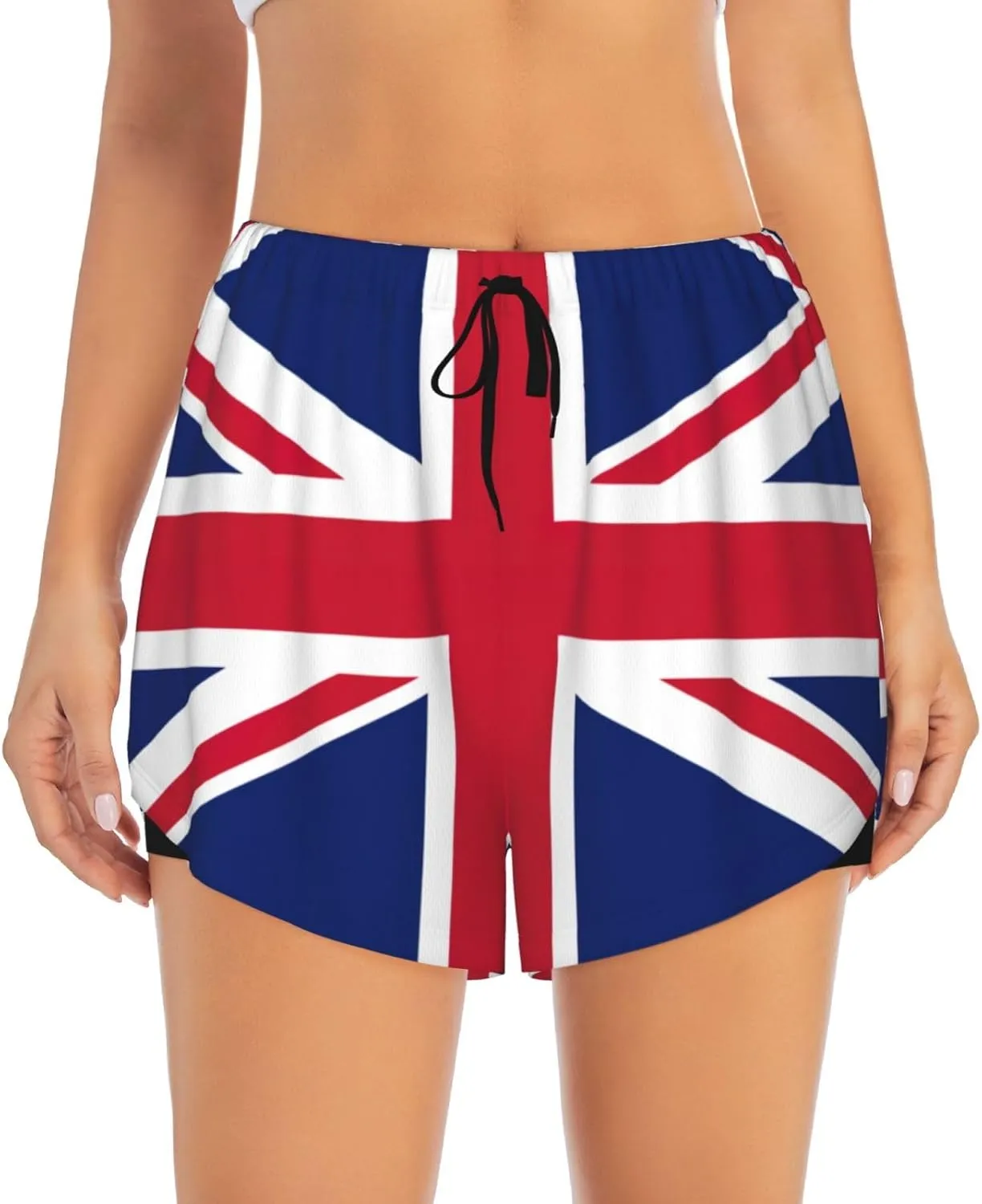 British Flag Print Women's Running Shorts High Waisted Athletic Shorts Quick Dry Gym Workout Shorts