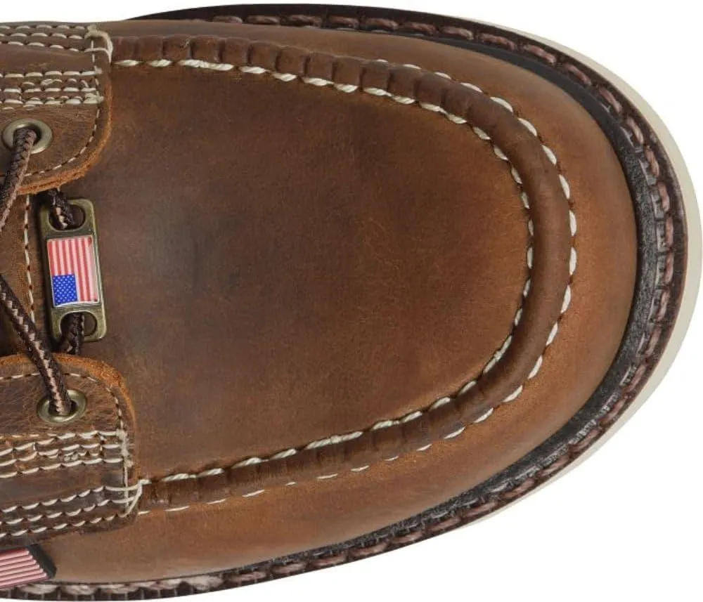Carolina AMP USA 8" Soft Moc Toe Work Boots for Men - USA Made, Old Town Folklore Leather Upper, Oil & Slip Resistant Outsole, Poron Insole