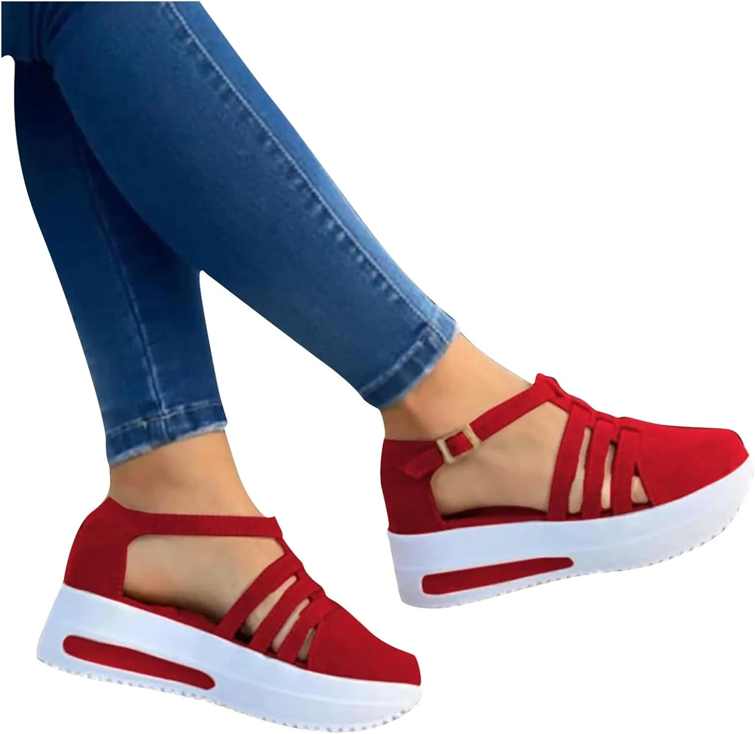 Cathalem Closed Toe Sandals for Women Casual Closed Toe Sandals Ankle Strap Closed Toe Espadrilles Wedge Sandals