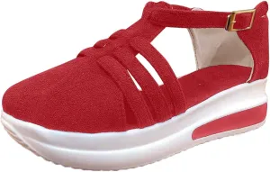Cathalem Closed Toe Sandals for Women Casual Closed Toe Sandals Ankle Strap Closed Toe Espadrilles Wedge Sandals