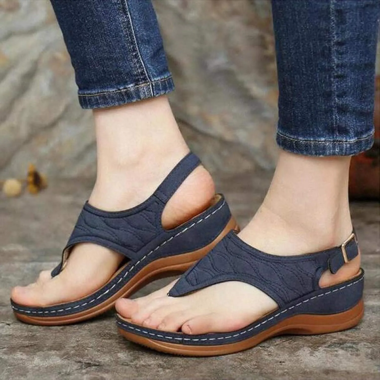 Cathalem Orthopedic Sandals for Women Arch Support 2024 Casual Summer Shoes Flip Flops Comfy Lightweight Breathable Sandals