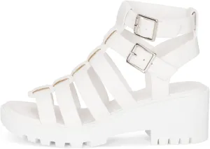 Chariot & Co Fib Women's Platform Sandals  Chunky Heel Gladiator Sandals with Buckles  Summer Style with 2 Heel