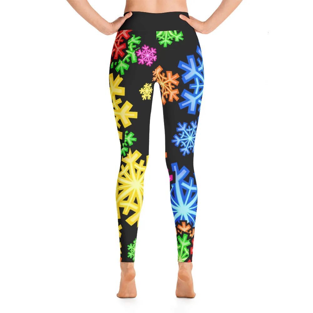 Colorful Holiday Snowflakes Yoga Pants / Leggings
