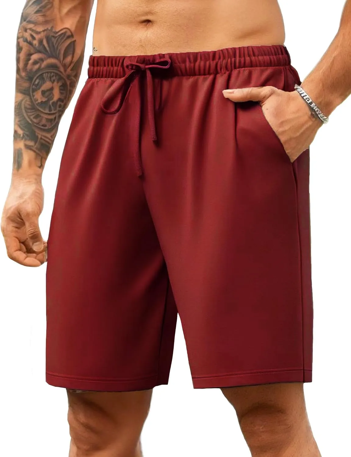 COOFANDY Mens Casual Shorts 9 inch Inseam Stretch Beach Shorts Elastic Waist Drawstring Summer Shorts