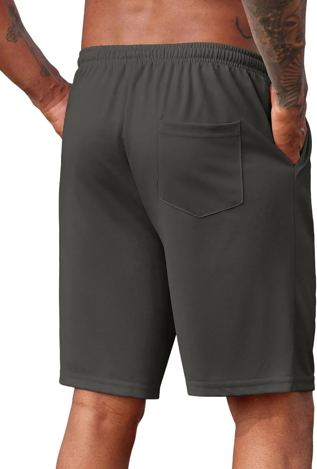 COOFANDY Mens Casual Shorts 9 inch Inseam Stretch Beach Shorts Elastic Waist Drawstring Summer Shorts