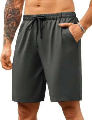 COOFANDY Mens Casual Shorts 9 inch Inseam Stretch Beach Shorts Elastic Waist Drawstring Summer Shorts