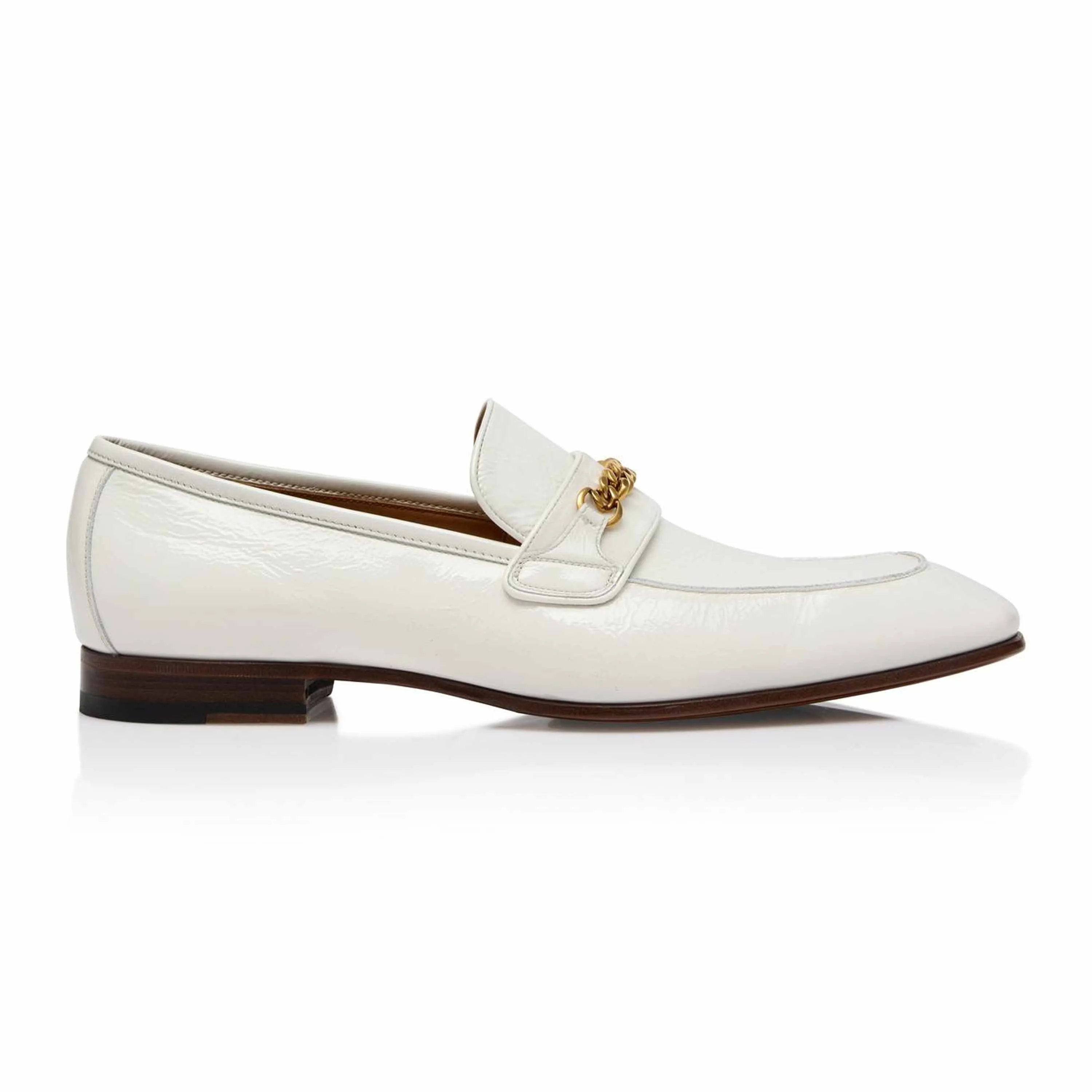 Crackled Leather Bailey Chain Loafer
