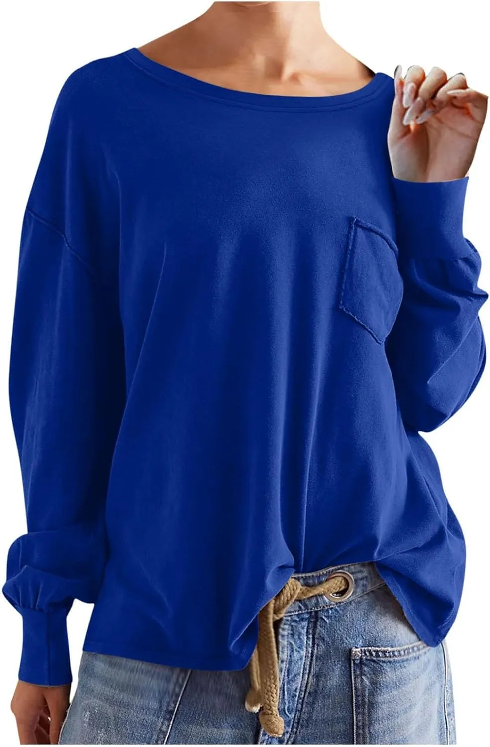 Crew Neck Sweatshirts Women Casual Loose Long Sleeve Tops 2024 Fall Fashion Teacher Shirts Pullover Preppy Clothes