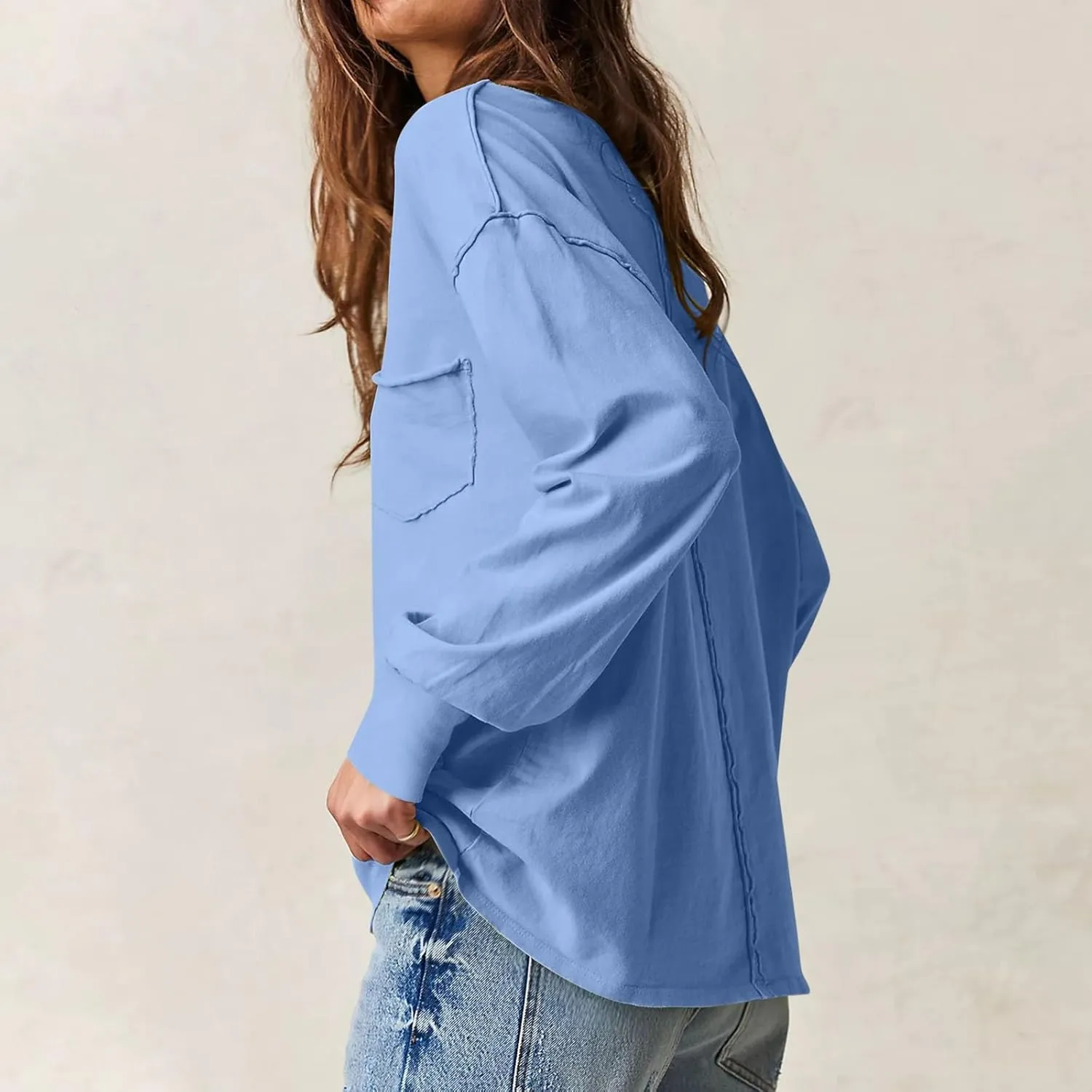 Crew Neck Sweatshirts Women Casual Loose Long Sleeve Tops 2024 Fall Fashion Teacher Shirts Pullover Preppy Clothes