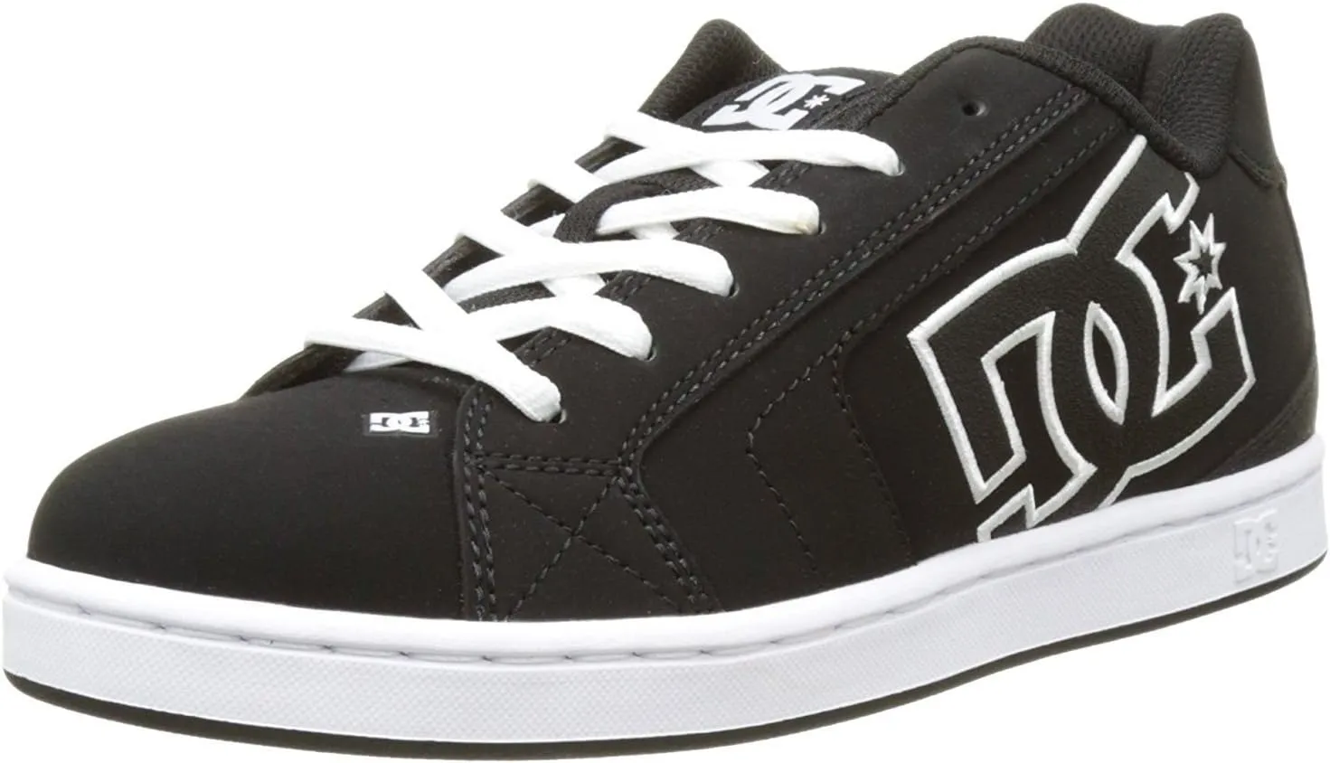 DC Net Black White Mens Suede Skate Trainers Shoes-7