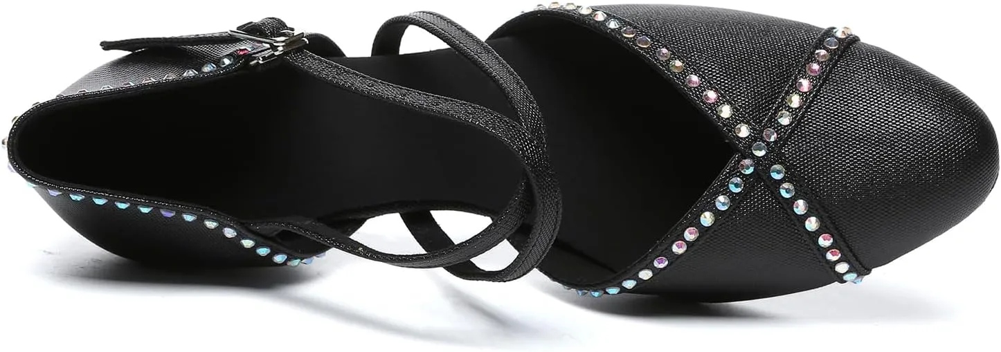 DKZSYIM Glitter Women Latin Dance Shoes Closed Toe Ballroom Salsa Tango Practice Performence Party Dancing Shoes,Model YC-L631