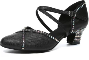 DKZSYIM Glitter Women Latin Dance Shoes Closed Toe Ballroom Salsa Tango Practice Performence Party Dancing Shoes,Model YC-L631