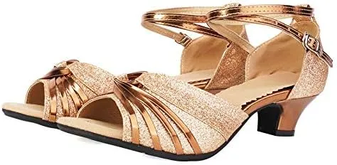 DKZSYIM Women's Latin Dance Shoes Ballroom Practice Performance Dance Shoes Model DY08