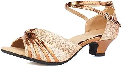 DKZSYIM Women's Latin Dance Shoes Ballroom Practice Performance Dance Shoes Model DY08